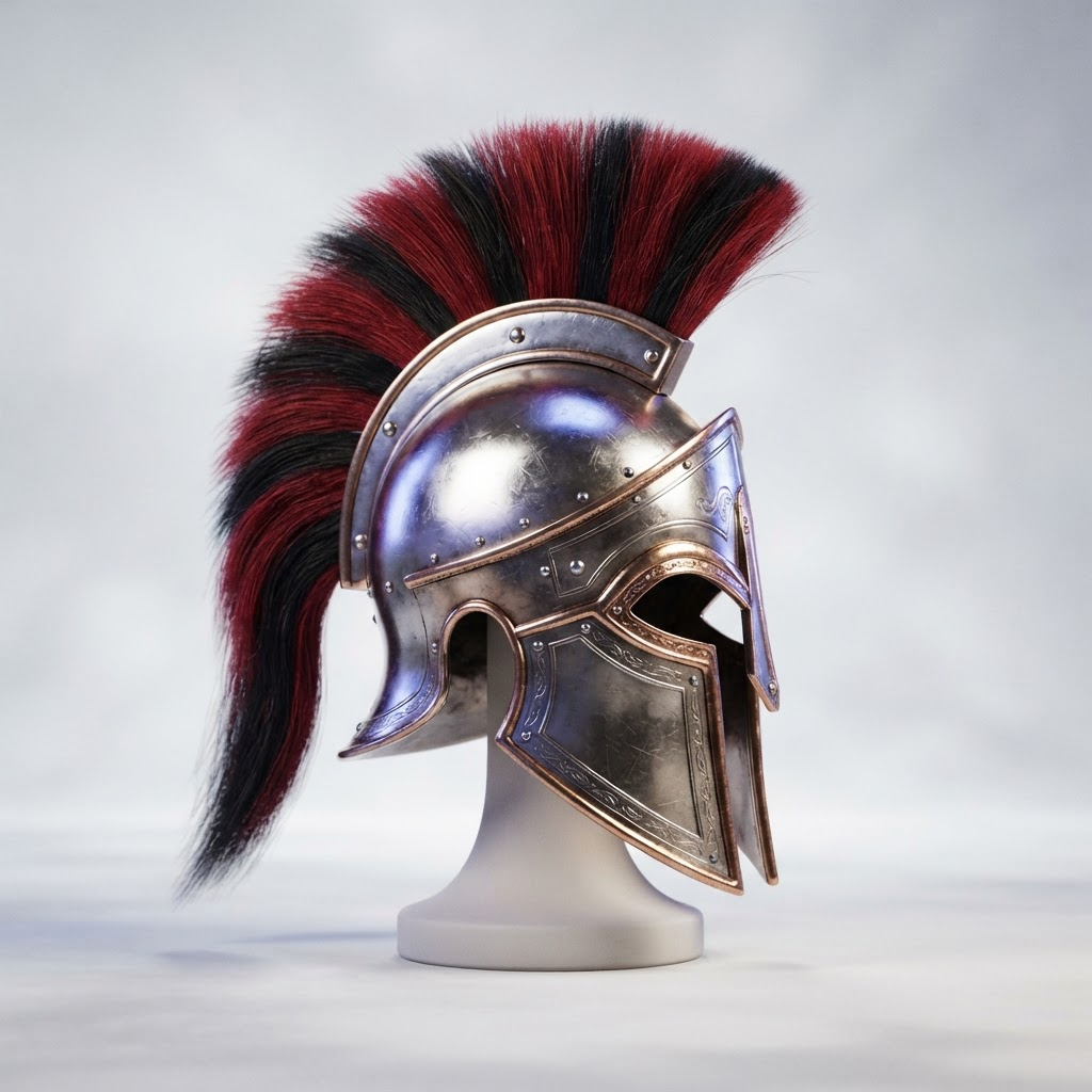 Close-up of the Spartan helmet